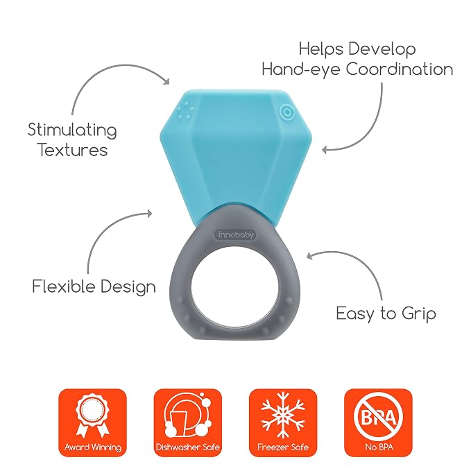 INNOBABY TEETHIN' Smart Birthstone Ring TEETHER - March (Aquamarine)