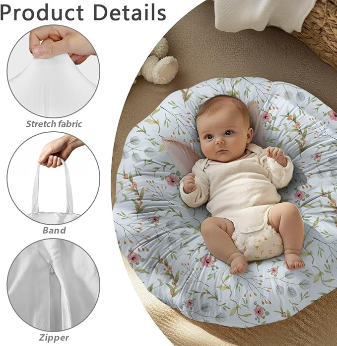 Cute Bunny Nursing Pillow Cover Soft Breathable Feeding Pillow Slipcover for Breastfeeding Moms Fits Standard Infant Nursing Pillow for Boys and Girls Pillow Not Included