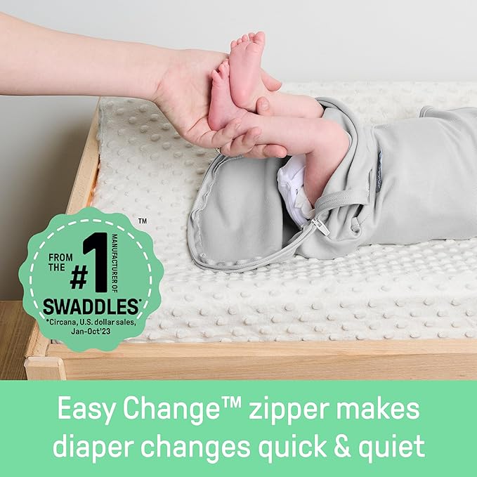 SwaddleMe by Ingenuity Easy Change Baby Swaddle in Size Small/Medium, 0-3 Months, 7-14 Pounds, 3-Pack with Easy Change Zipper - Little Bees