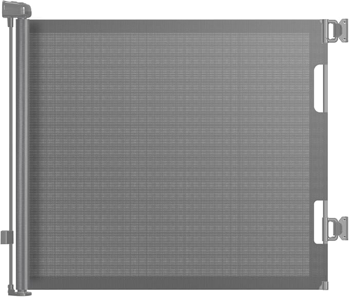 HAMOPY Retractable Baby Gate, 33" Tall, Extends up to 55" Wide, Durable Auto-Lock Baby Gates for Stairs, Mesh Dog Gate and Child Safety Gates for Doorways, Hallways, Indoor, Outdoor(Grey)