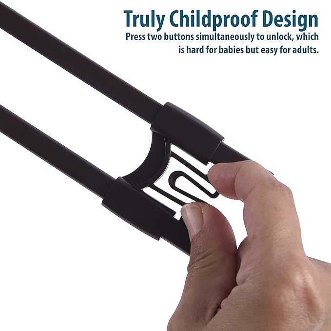 Sliding Cabinet Locks Baby Proofing ??Adjustable Child Safety Latches for Knobs & Handles ??10 Pack ??No Adhesive Drilling or Tools - Brown