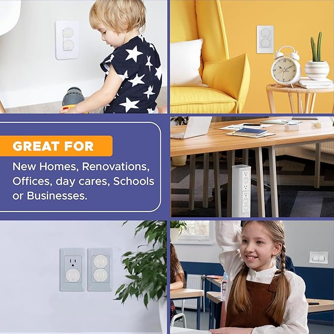 Mommy?™s Helper Outlet Plug Covers ??Baby Proof Electrical Outlet Protectors, Childproof Socket Safety Caps, Easy Press-Fit Installation, White, 36 Pack