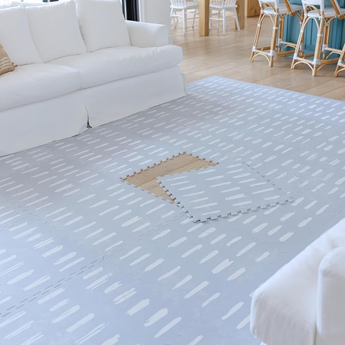 Little Landings Baby Play Mat for Floor - Shoreline (6x6ft) - Premium EVA Foam Play Mat for Babies & Toddlers (Ages 0-5+) Non-Toxic Playmat for Tummy Time, Crawling & Playroom - Stylish & Comfortable