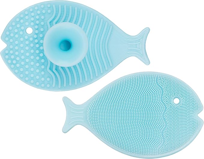 Innobaby Bathin Smart Silicone Cradle Cap Brush for Baby, Essential for Dry Skin & Eczema, Gentle Scrubber & Exfoliator with Suction Handle, Quick Dry Food Grade Silicone, Blue (2 Pack)