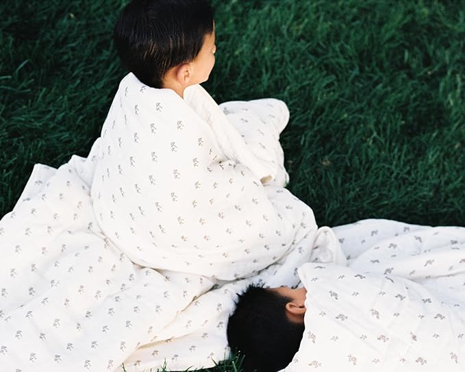 Oilo Mushroom Baby Blanket, Mushroom Print Baby Blanket with Ultra, Soft Plush Backing & Organic Cotton Jersey Print, Double, Layered 30x40 Blanket for Newborns & Toddlers