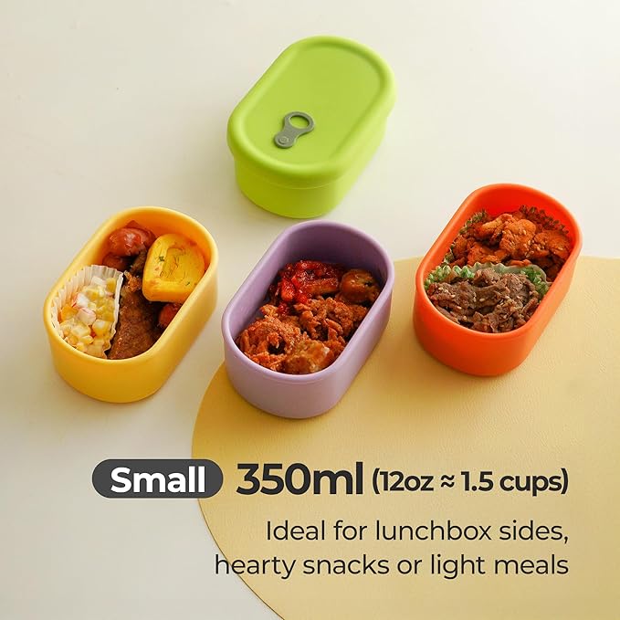 Premium Korean-Made Silicone Airtight Food Container with Steam Vent ??BPA Free, Leakproof, Microwave & Freezer Safe Meal Prep. & Leftovers Storage (Violet, 12 floz)