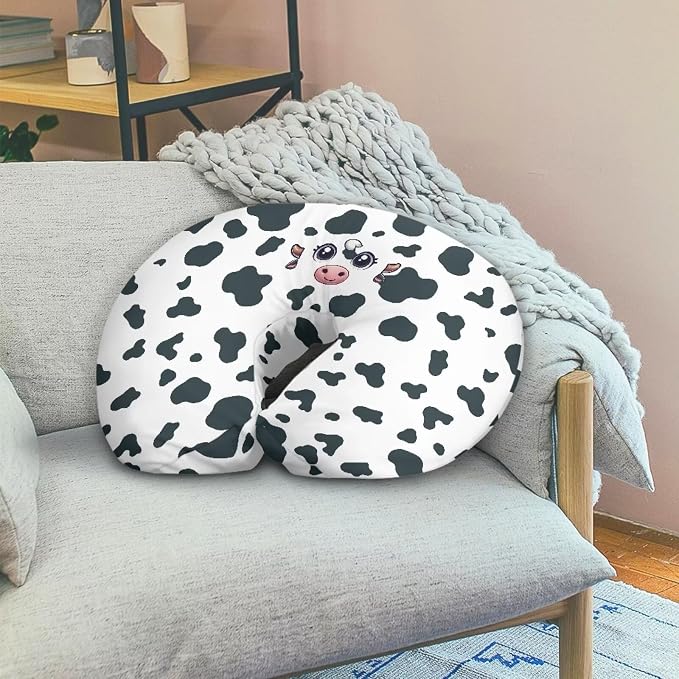 Cute Cow and Cow Stripes Nursing Pillowcase Ultra Soft Comfortable Newborn Nursing Pillow Case Washable and Easy to Clean