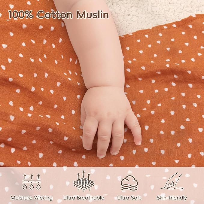 david's kids 4 Pack Baby Muslin Swaddle Blankets, 100% Cotton and Ultra Soft Breathable Receiving Blanket Wrap for Boys Girls, New Born Essentials, Large 47 x 47 inches, Forest Animals