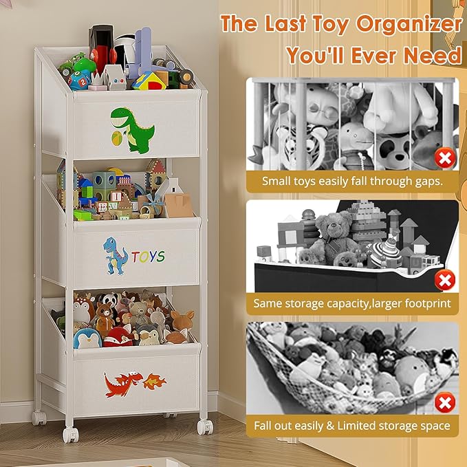 Lyuwanxian Large Kids Toy Storage Organizer with Wheels,Toy Shelf for Boys Girls, 45"x16"x12??Toy Organizers and Storage for Living Room,Playroom, Bedroom, Nursery