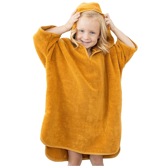 Natemia Hooded Towel Poncho – 100% Organic Cotton - Kids & Toddler Beach Towel with Hood - GOTS Certified - Gentle on Sensitive Skin - Cozy Swim & Bath Towel for Boys, Girls - Perfect Registry Gift