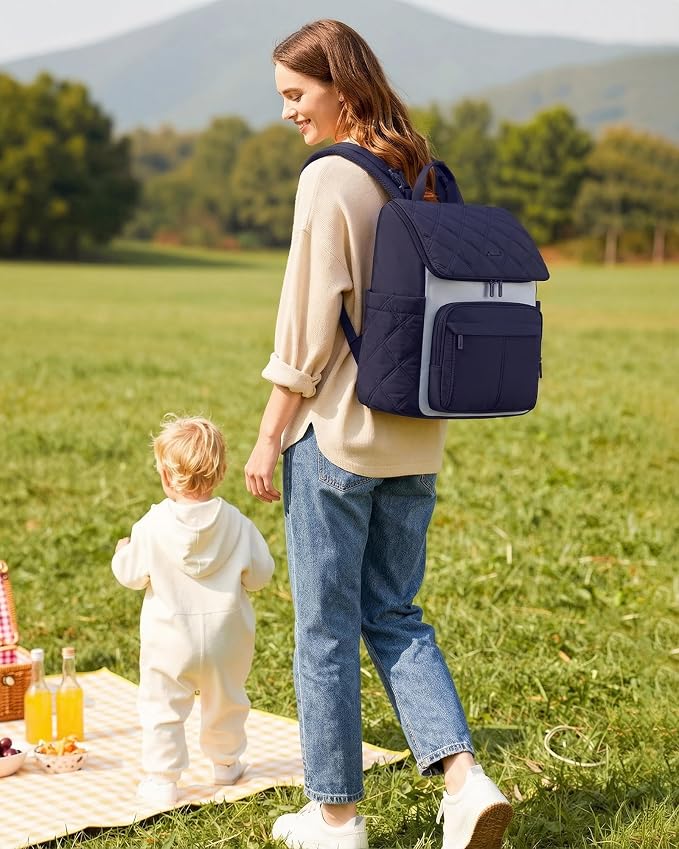 LOVEVOOK Diaper Bag Backpack With Pocket For Large Capacity Cup,Multi-Function Baby Travel Bag For Mom Dad,Waterproof Baby Bag for Boys Girls with Changing Pad,Insulated Bag,Stroller Straps,Blue