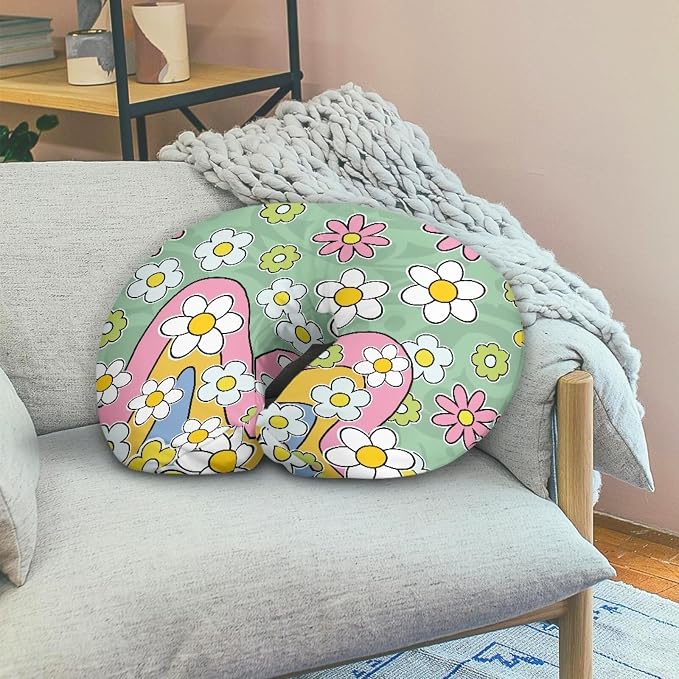 Hippie Flowers Nursing Pillow Detachable Newborn Original Breastfeeding Slipcover Case and Positioner Washable Head Support Protector Cushion Essential with Hidden Zipper Easy Care