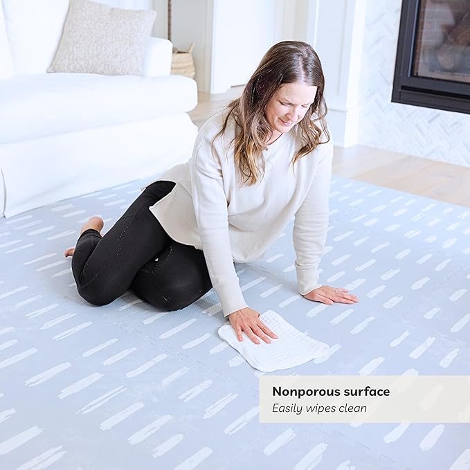 Little Landings Baby Play Mat for Floor - Shoreline (6x6ft) - Premium EVA Foam Play Mat for Babies & Toddlers (Ages 0-5+) Non-Toxic Playmat for Tummy Time, Crawling & Playroom - Stylish & Comfortable