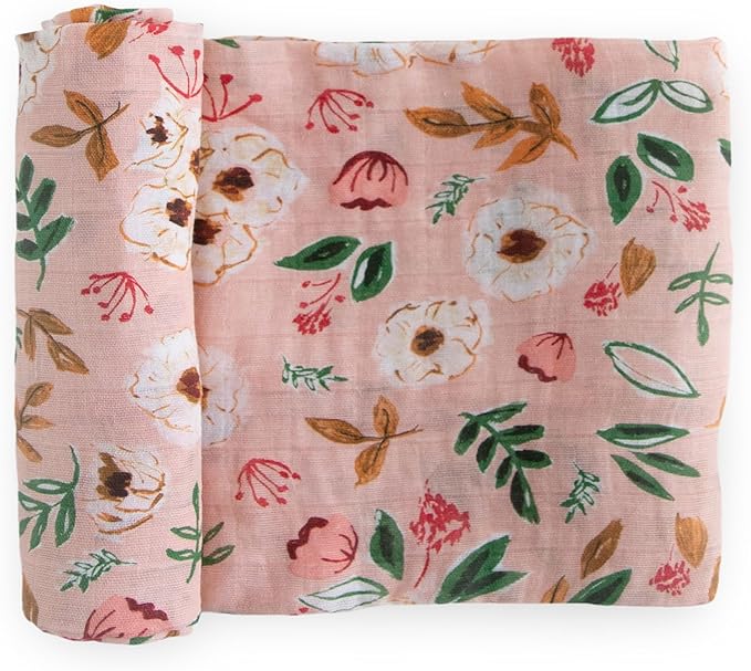 Little Unicorn Premium Cotton Swaddle Baby Blanket | Breathable Fabric | for swaddling, Play, Nursing & More (Vintage Floral)