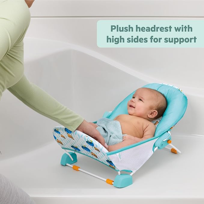 Bright Starts Disney Baby Nemo Foldaway 2-Position Baby Bath Seat, Adjustable Support for Sink or Bathtub, Ages 0-6 Months up to 20 Pounds, Machine-Washable Sling