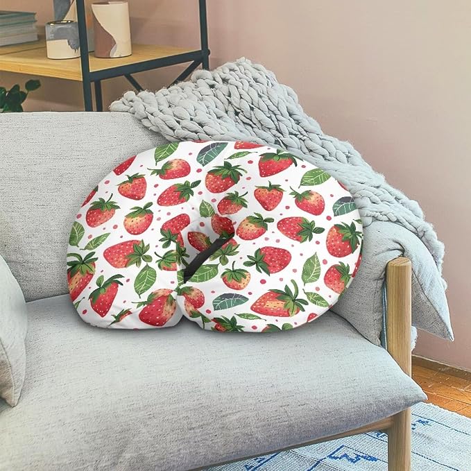 Nursing Pillow Cover Stretchy，Cotton Blend，Fits The Original Support for Breastfeeding，Lots of Strawberries,for Breastfeeding and Bottle Feeding