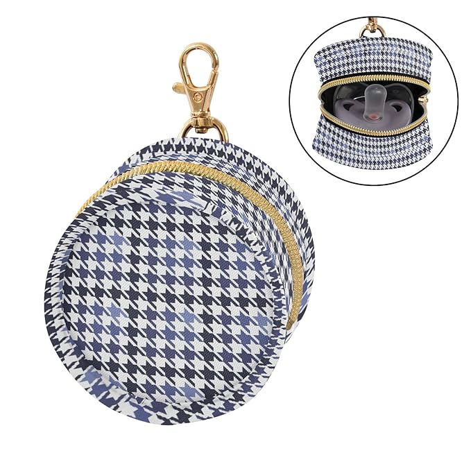 Houndstooth Purple Blue Pacifier Holder Case Newborn Pacifier Storage Pouch for Boys Girls Easy Attach to Diaper Bag Portable Baby Essentials Container