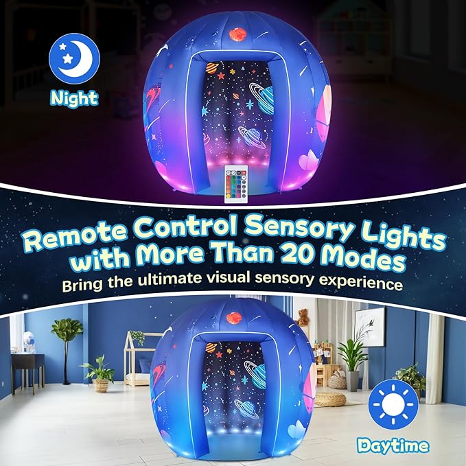 Subao Sensory Tent for Kids & Adults,Astronaut Galaxy Inflatable Light Up Sensory Toys for Autism & ADHD,Kids Tent for Home School Classroom Party Indoor Play,Autism Sensory Products for Calm Corner