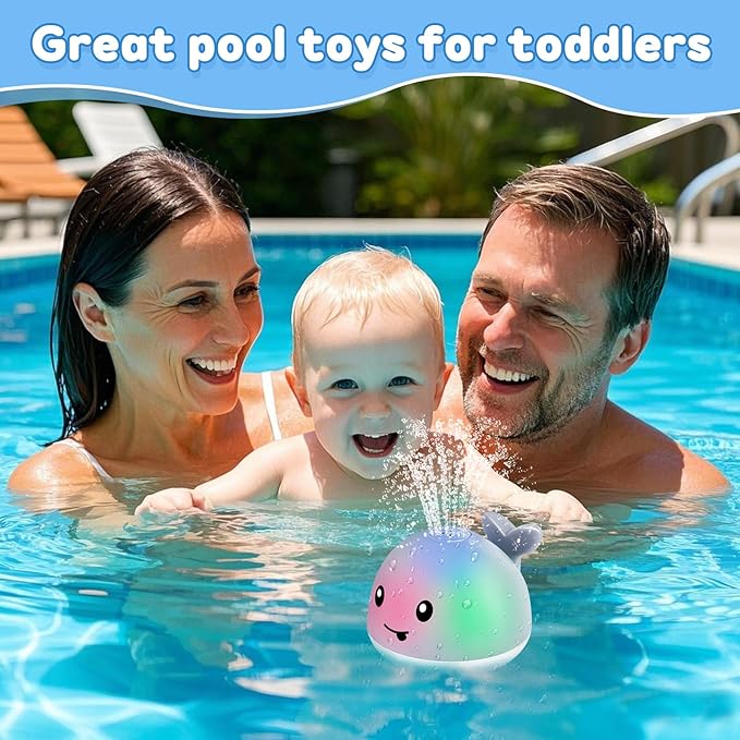 ANGGIKO Baby Boy Bath Toys, Pool Water Table Toy for Babies 1 Year Old Boy Gifts, Toddler Bath Toys for Kids Ages 1-3, Light Up Whale Bath Toy Sprinkler Summer Bathtub Fountain Baby Toy 6-12-18 Months