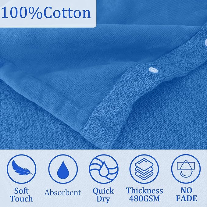 VOOVA & MOVAS Toddler Poncho Towel with Bear Ear Hood, 0-24Months | 100% Cotton, Ultra-Soft & Absorbent | Gentle for Sensitive Skin, Bathroom, Pool & Beach Towel | Newborn, Gem Blue