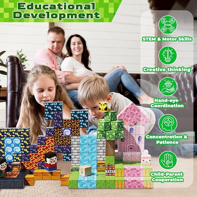 GraceDuck Magnetic Blocks - 200 PCS Build Dark Adventure Forest Castle - Magnetic Toys for Montessori Toddler Christmas Birthday Gifts STEM Sensory Toys for 3 4 5 6 7 8 9 10 Year Old Boys & Girls
