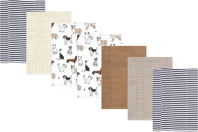 Luvable Friends Hudson Baby Flannel Burp Cloths 7pk, Playful Handsome Pups