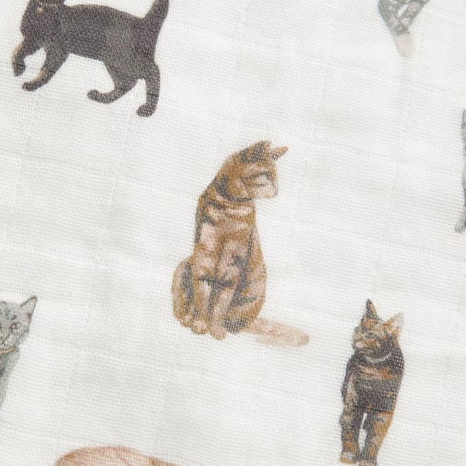 Milkbarn Baby Swaddle Blanket - Soft & Gentle 100% GOTS-Certified Organic Cotton - Nursery Swaddling Blankets for Boys and Girls, Cat