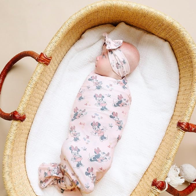Copper Pearl Large Premium Knit Baby Swaddle Receiving Blanket Minnie Mouse