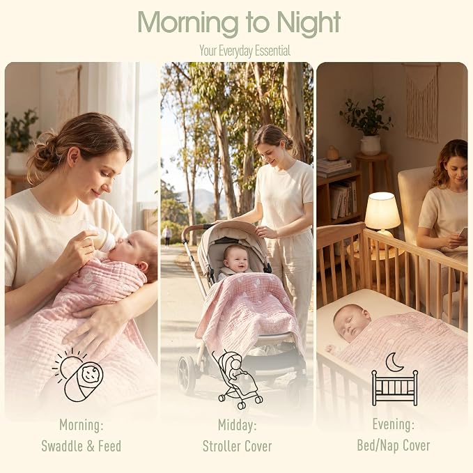 Ultra Soft Muslin Baby Blanket,A Versatile Swaddle and Bed Blanket for Babies, Toddlers, Boys, and Girls (Terra Dusty Rose)