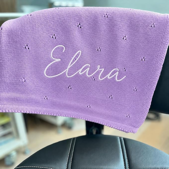 Personalized Baby Knit Blanket Custom Embroidered Cotton Blanket for Newborns Nursery Essentials, Stroller Cover, Holiday, Thoughtful Keepsake for New Parents,