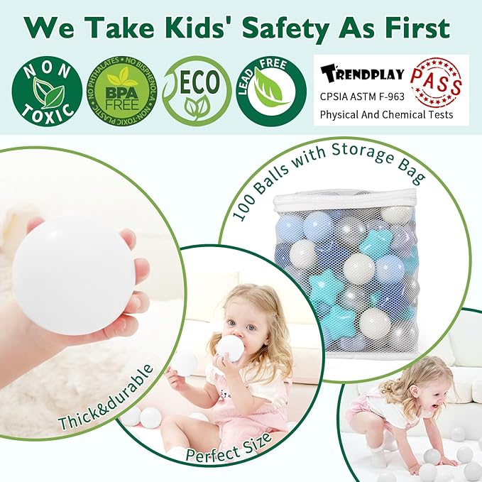 TRENDPLAY Star Ball Pit Balls 50 100 200 500 for Toddlers - Ball Pit Ball Shapes for Boys Girls Fun, Birthday Party, Christmas Decoration