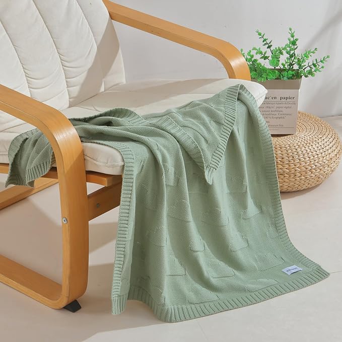 Baby Swaddle Blanket - 30x40 Inches,100% Luxury Cotton Knit, Breathable Swaddle, Soft Warm Swaddle Receiving Blanket for Newborns Infants & Toddlers(Sage Green)