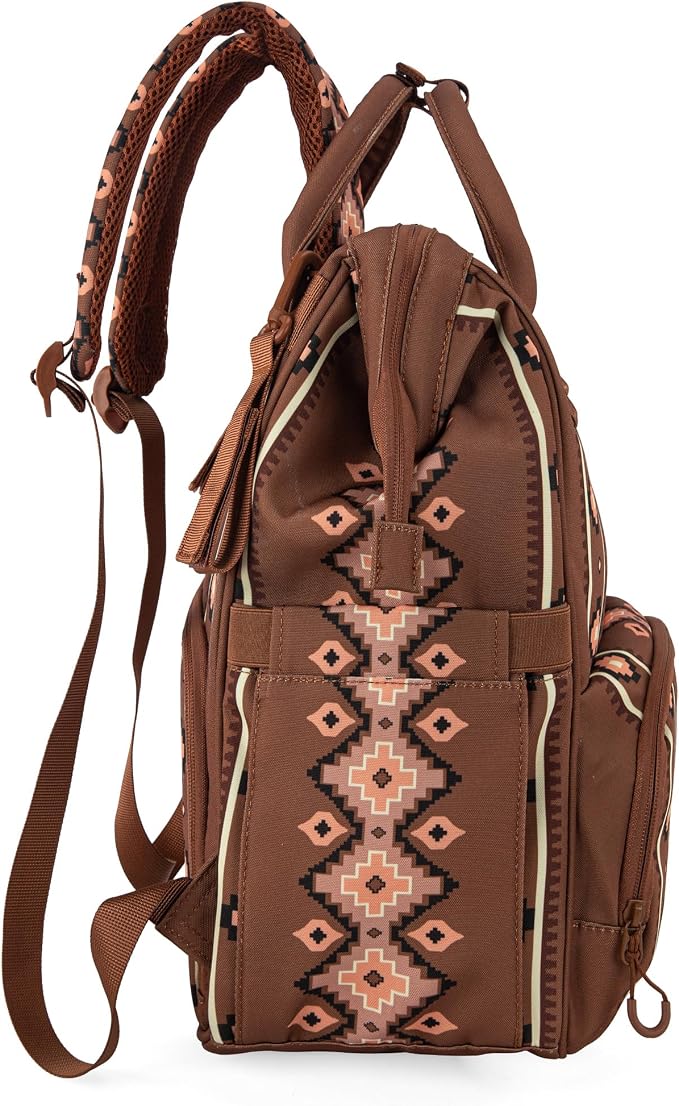 Wrangler Aztec Backpack Organized Daypack Travel Baby Bag with Stroller Strap and Side Bottle Pockets WG2204-9110CM