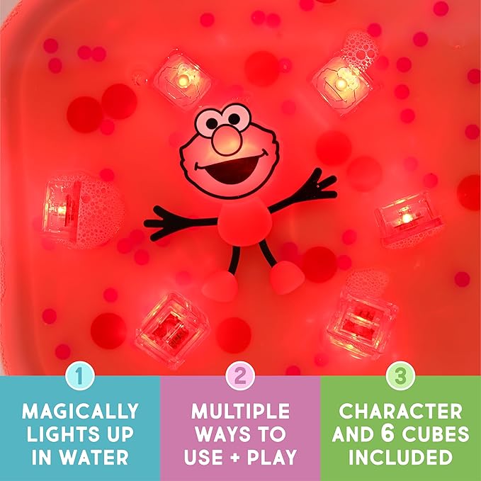 Glo Pals x Sesame Street Water-Activated Light-Up Cubes for Sensory Play (Elmo - Cubes Only) - Valentine Day Gift