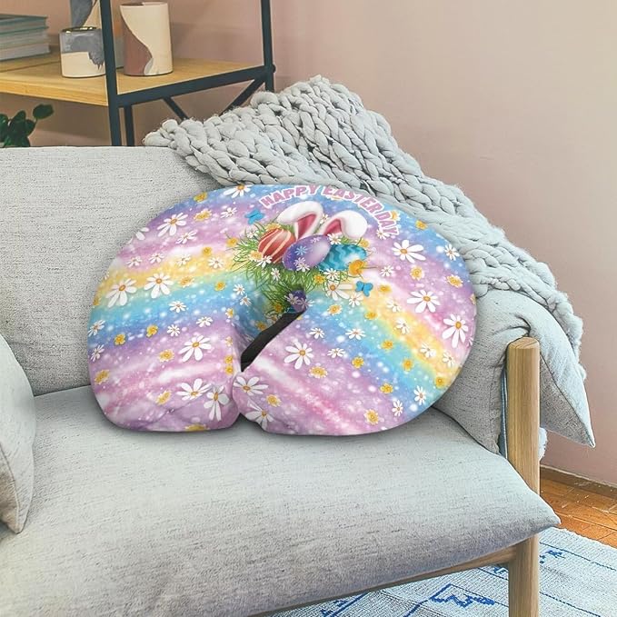 Rainbow Rabbit Ear Nursing Pillow Slipcover Sleeve, Ultra-Soft Baby Nursing Pillow Removable Cover for Breastfeeding Pillows, Pillow Not Included