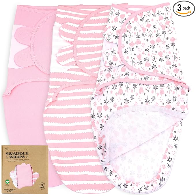 Organic Zipper Swaddle Sleep Sacks – 3-Pack Swaddles for Newborns 0-3 Months, Adjustable & Breathable Infant Sleep Sack, Easy Diaper Change Swaddling Blanket for Baby Girls & Boys