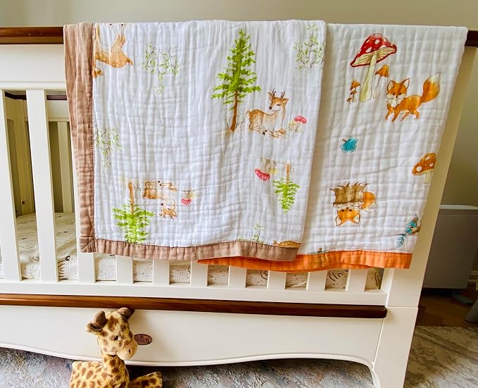 2-Pack Muslin Swaddle Blanket – 100% Organic Cotton Baby Blanket, 6-Layer Soft & Breathable, 43 × 43 in