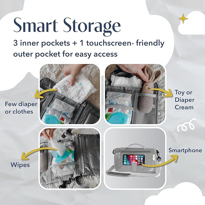 Usakinon® Portable Diaper Changing Pad for Baby ??CPC Certified Travel Diaper Clutch & Waterproof Changing Station, Lightweight & Foldable, Touchscreen-Friendly