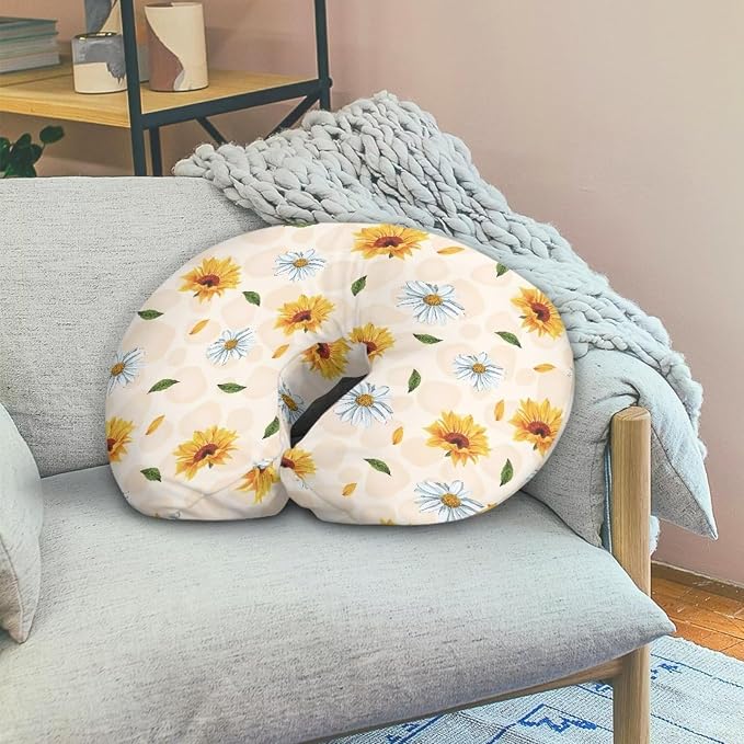 Sunflower Daisy Breast Feeding Pillow Covers, Ultra Soft Comfortable Slipcovers Stretchy Removable Cover for Breastfeeding Pillows for Baby Girl and Boy