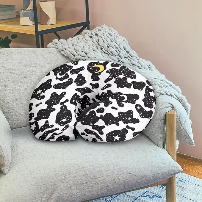 Nursing Pillow Cover Cow Moon Star Quick-Dry Fabric Fits The Original Support Pillow for Breastfeeding and Bottle Feeding Stretchy Nursing Pillow Cover