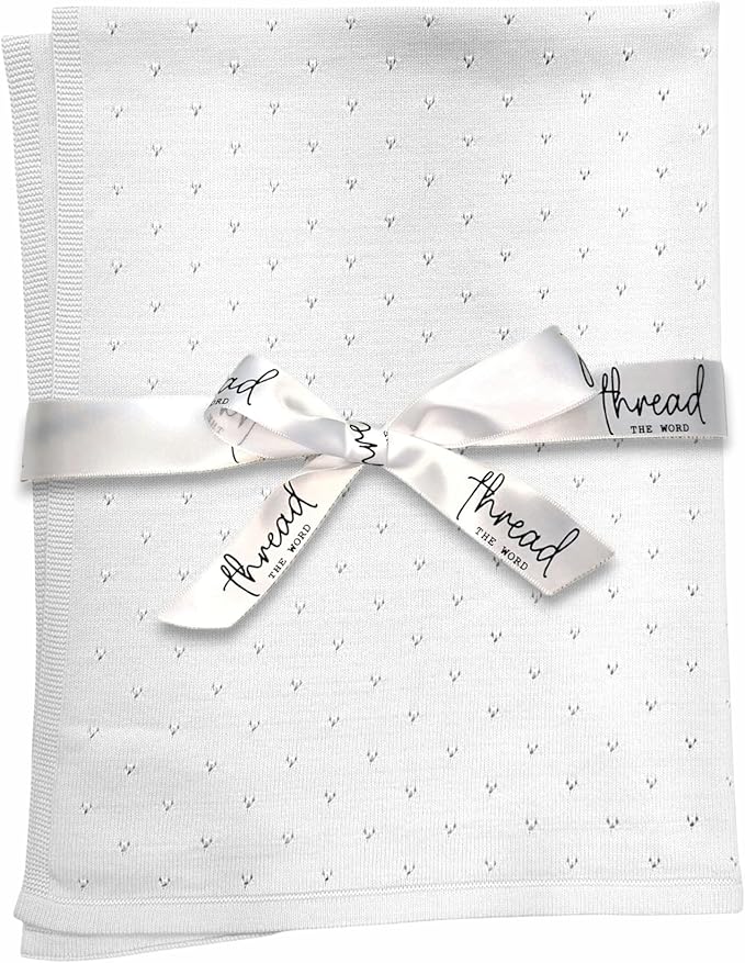 The Heirloom Blanket - 100% Organic Cotton Baby Blanket, American Made, 30x40in - Bassinet, Crib, Stroller - Gift Registry Baby Shower for Newborns and Kids (White)