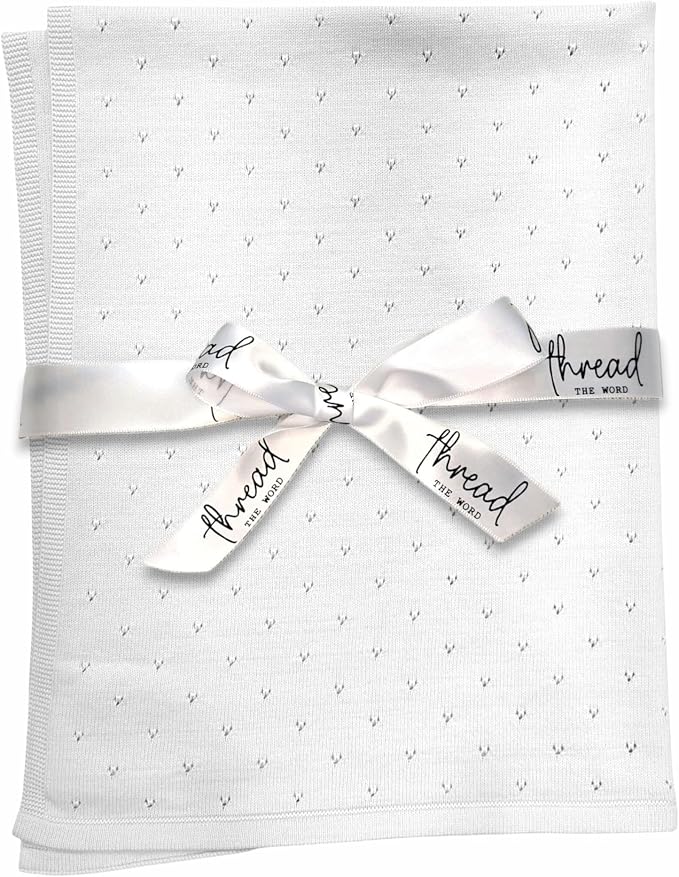 The Heirloom Blanket - 100% Organic Cotton Baby Blanket, American Made, 30x40in - Bassinet, Crib, Stroller - Gift Registry Baby Shower for Newborns and Kids (White)