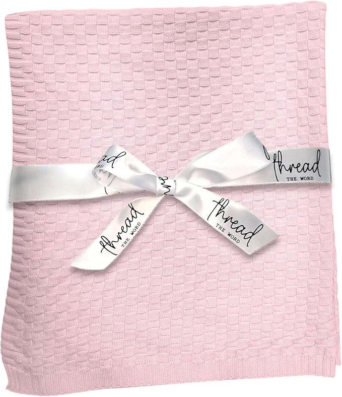The Waffle Blanket - 100% Organic Cotton Baby Blanket, American Made, 30x40in - Bassinet, Crib, Stroller - Gift Registry Baby Shower for Newborns and Kids (Baby Pink)