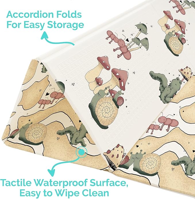 JumpOff Jo Foldable Foam Play Mat ??Large Waterproof Baby & Toddler Activity Floor Mat, Double-Sided 70 x 59 Inch Play Surface