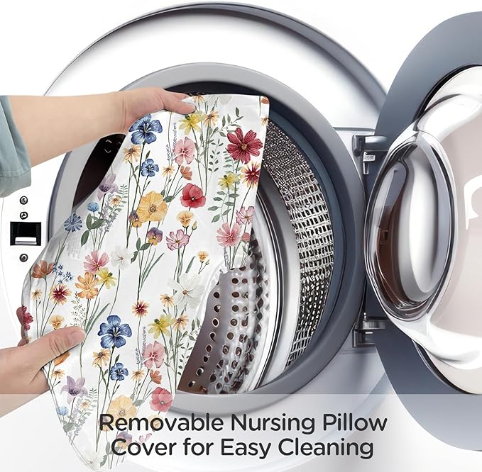 Little Grape Land Nursing Pillow,Upgraded Breast Feeding Pillow for Mom,Breastfeeding & Bottle Feeding for 0??6 Months, Soft Machine Washable Cover with Firm Filling,Spring Flower