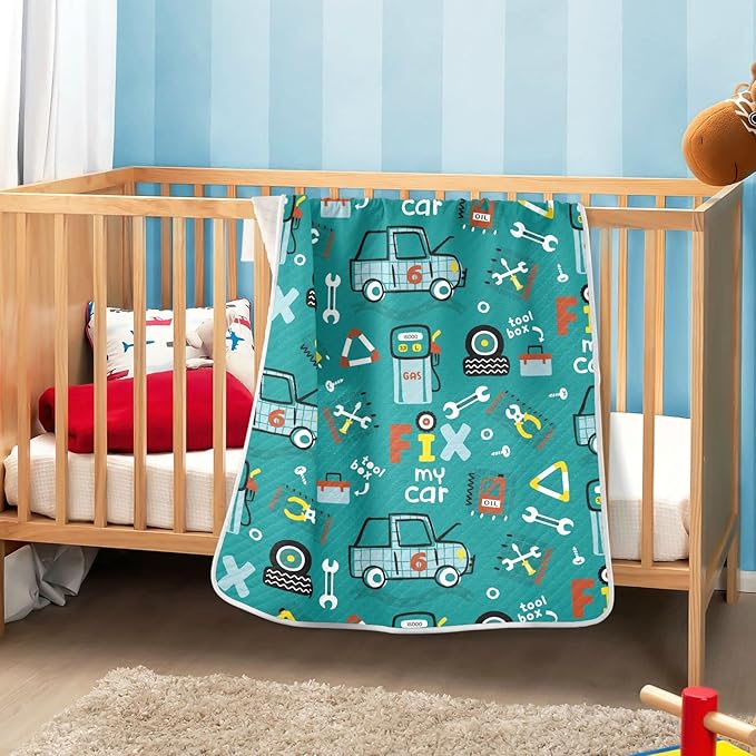 Ollabaky Car Mechanic Equipment Tools Baby Blanket for Boys Girls Cotton Throw Blanket Swaddle Blanket for Nursery Crib Stroller Receiving Blanket Infant Toddler Unisex 30"x40"