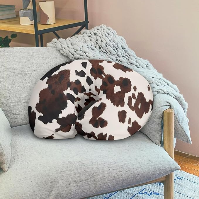 Baby Nursing Pillow Cover, Brown Cowhide Breastfeeding Pillow Cover Boys Girls Nursing Pillow Case for Newborn, Soft Fabric Fits Snug On Infant, Washable & Breathable