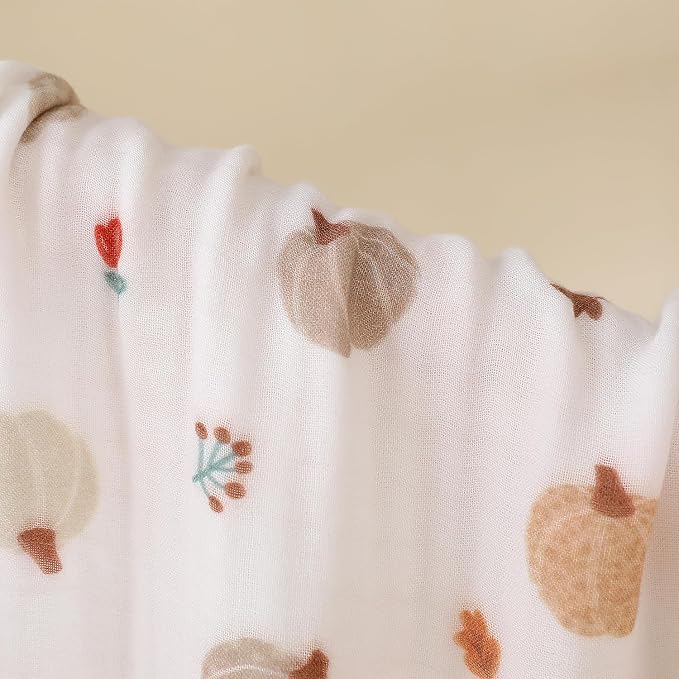 Ultra Soft 6-Layer Muslin Baby Blanket 43"x43" Happy Fall Pumpkin Breathable Lightweight Muslin Cotton Swaddles Bed Blankets for Toddlers Babies Newborn Birthday Gifts All Seasons