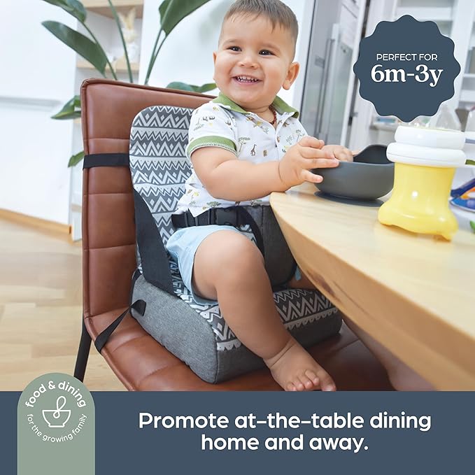 Dreambaby Grab ?˜N Go Travel Booster Seat ??Portable Toddler High Chair for Dining (6M-3Y) with Storage & Shoulder Strap