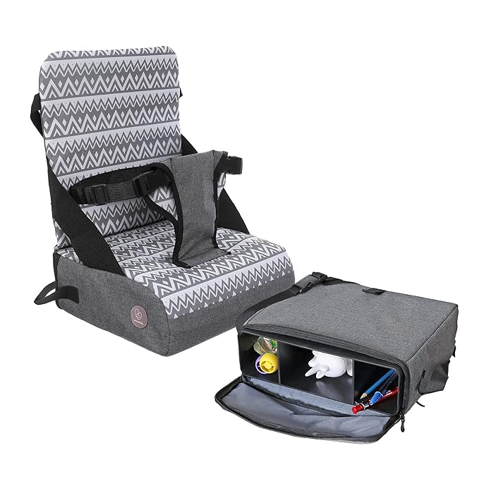 Dreambaby Grab ?˜N Go Travel Booster Seat ??Portable Toddler High Chair for Dining (6M-3Y) with Storage & Shoulder Strap